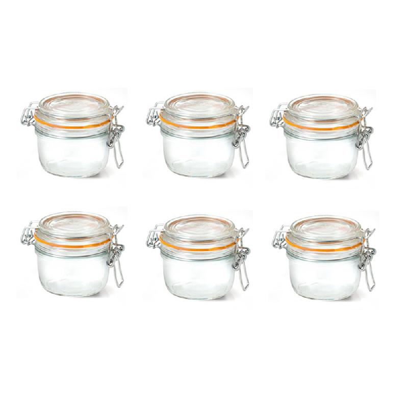 LOT DE 6 TERRINES HERMÉTIQUES EN VERRE 125G JOINT 70MM - LE PARFAIT - SUPER