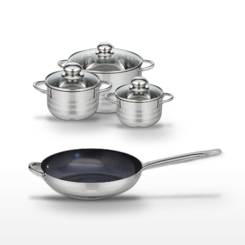 Lot Poêle 32cm & Faitouts 14/16/20cm Elo Profi Therm Platinum - gris inox 3176239989595_0