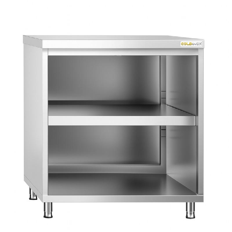 Meuble bas inox ouvert 800x600 mm PREMIUM - GOLDINOX - gris inox 3701770809134_0