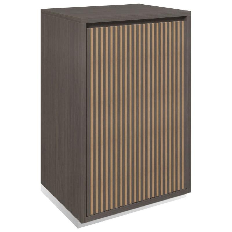 Meuble Vertigo T01 1 porte MDF naturel et noyer foncé - 60x47x93cm_0