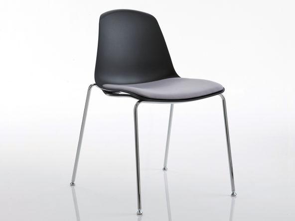 Lot de 4 chaises Epoca avec placet d'assise et 4 pieds chromés_0