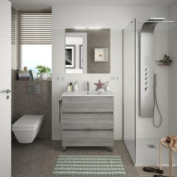 MODULE SALLE DE BAIN MONTERREY 800 1 TIROIR MÉTALLIQUE BLANC BRILLANT 797 X 270 X 450 MM - SALGAR 26666