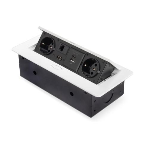 MULTIPRISE ENCASTRABLE ATOM 26 - PORTS USB A ET C - RJ45 - HDMI - BLANC EMUCA