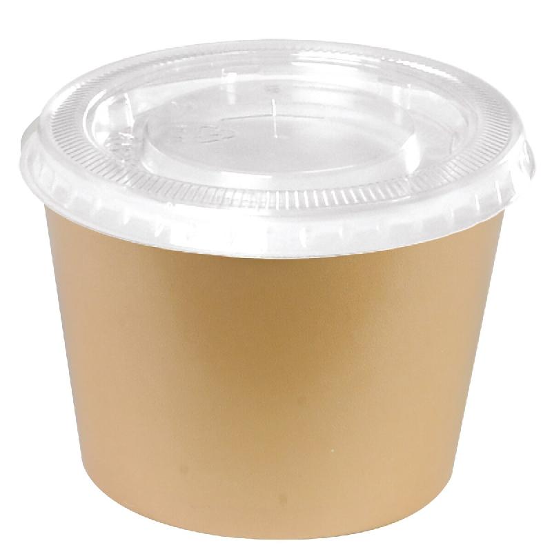 NOVACUP Combo Pot à Glace carton Beige 240ml  Couvercle recyclableSorbet Dessert Glacé Snacking  Nomade ø95x62mm Idéal Glace Artisanale - Lot de 1_0
