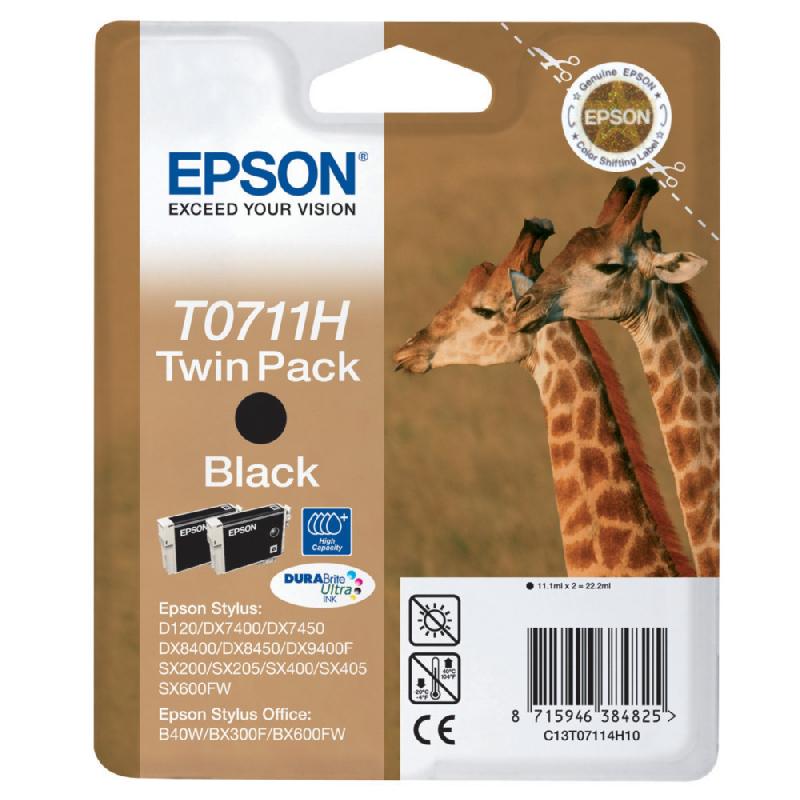 PACK 2 CARTOUCHES EPSON T0711H POUR IMPRIMANTES JET D'ENCRE
