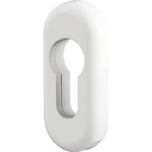 PAIRE DE ROSACES EN ZAMAK CLÉ I FIXATION INVISIBLE POUR BÉQUILLES SCOOT - BLANC BRILLANT VACHETTE