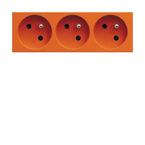 PC TRIPLE GOUL 2P+T 16A ORANGE - APPAREILLAGE MURAL GALLERY HAGER WXF423E