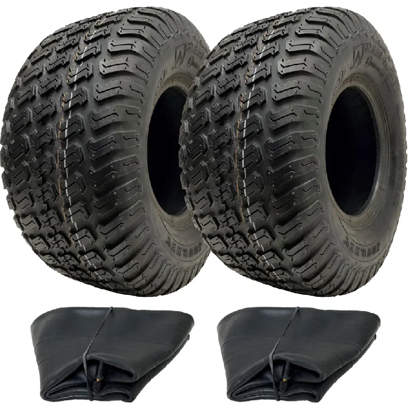 Pneu et chambre à air pour tondeuse à gazon 13x6,50-6 P332 Multi Turf 4 plis homologué pour la route (lot de 2)_0