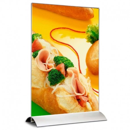 Porte-menu Swing Wing - Socle en aluminium anodisé avec support plexi transparent_0