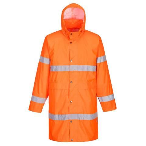 PORTWEST H442 MANTEAU DE PLUIE HAUTE VISIBILITÉ 100 CM ORANGE - TAILLE 4XL