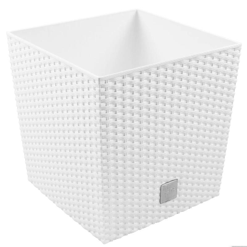 Prosperplast - Pot Rato 10 L avec insert de plantation, coloris Blanc, 22,3x22,3x22,8 cm - blanc plastique ZA994_0