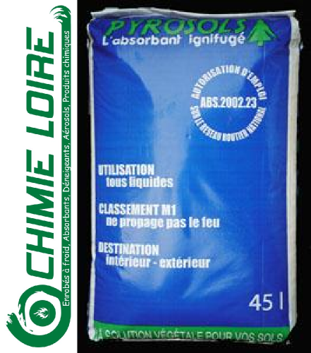 Absorbant Pyrosols - Sciure ignifugée biodégradable et antidérapante - Norme NFT 90-361_0