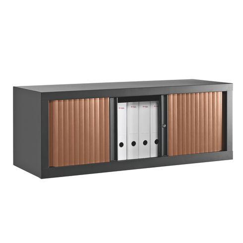 RÉHAUSSE À RIDEAUX ECO-CONÇUE DÉCOR H 44 X L 100 CM CORPS ANTHRACITE/RIDEAUX MERISIER