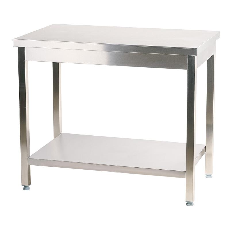 Romux® Table adossée en Acier Inoxydable pour Restauration Centrale avec 1 Étagère 1600x800x850 mm | Table de Travail Résistante à la Corrosion_0
