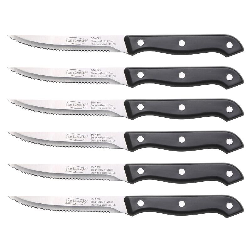San Ignacio - Lot de 6 couteaux à steak 11,25cm en acier inoxydable en couleur noire - Expert Toledo - noir inox PK10350_0