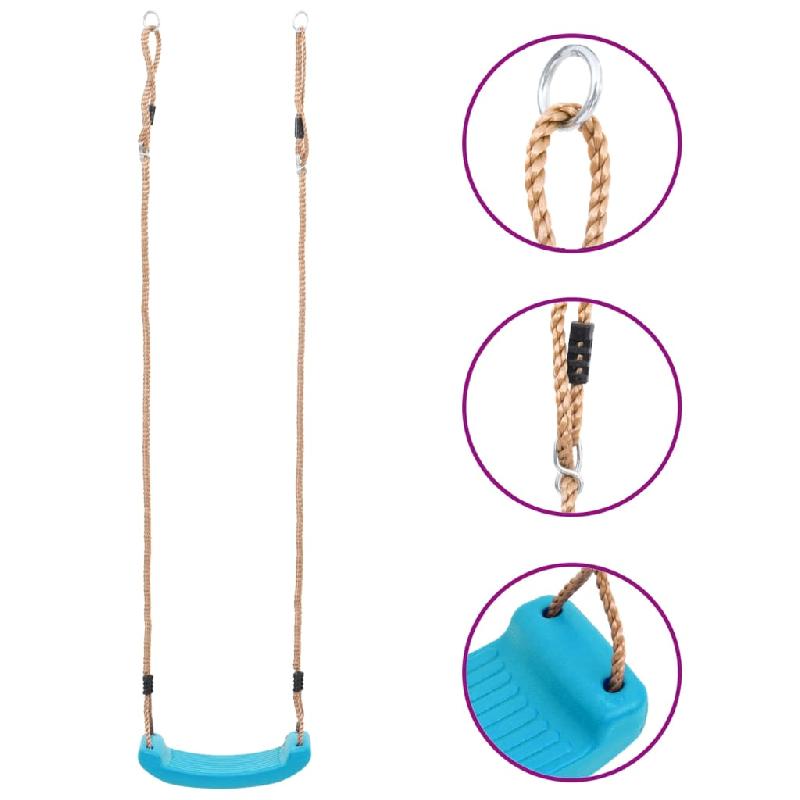 Siège de balançoire pour enfants bleu clair - Hauteur réglable - PE durable - Max 60 kg_0