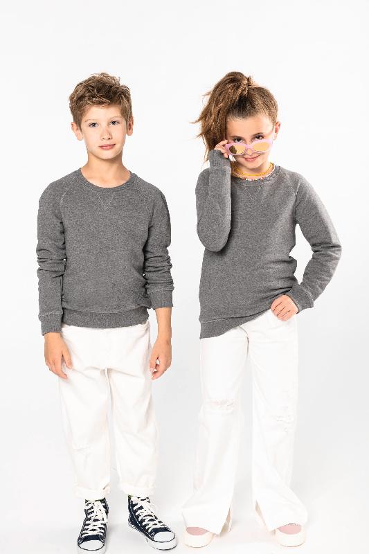 Sweat-shirt bio manches raglan enfant Kariban - Réf: K490 - 80% coton biologique, molleton non gratté, ultra confort_0