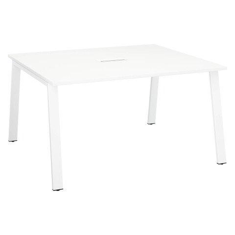 TABLE DE RÉUNION MODULABLE ECLA BLANC L 140 X P 126 PIÈTEMENT MÉTAL BLANC