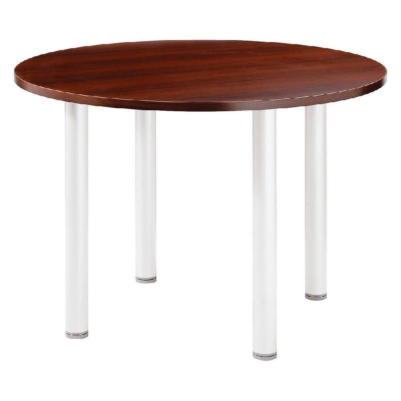 TABLE RONDE ACTUAL L. 100 X 100 CM - PLATEAU WENGÉ - PIED TUBULAIRE BLANC