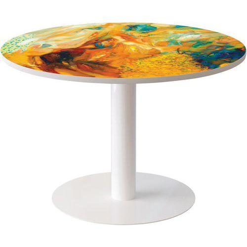 TABLE RONDE Ø 115 CM PLATEAU DÉCOR CAMAÏEU- MANUTAN EXPERT