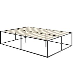 TecTake GmbH tectake Cadre de lit en acier KYOTO avec sommier à lattes, 250 kg 140 x 200 cm noir - 405440 - noir acier 405440_0