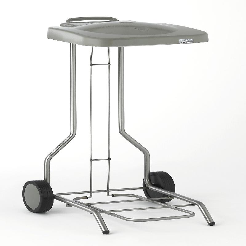 Tournus PORTE-SAC MOBILE couvercle à pédale, pour sacs 50/100 l.  Dimensions 450 x 535 mm hauteur 700 mm - gris inox 804464_0