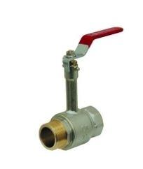 Vanne à sphère laiton M/F monobloc avec prolongateur - poignée acier plate rouge - réf. 205RL - Chauffage et climatisation - Températures 0°C à +110°C_0