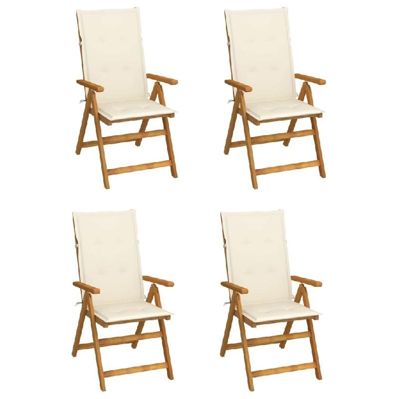 VidaXL Chaises Inclinables De Jardin Lot De 4 Et Coussins Bois Acacia - beige 3065349_0