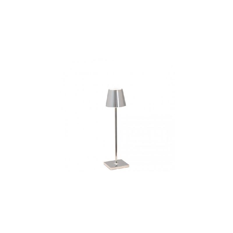Zafferano Lampe De Table Led Poldina Pro Micro Chrome Poli, Rechargeable Et Dimmable Avec Une Autonomie Allant Jusqu'À 12 Heures - gris 8054144506456_0