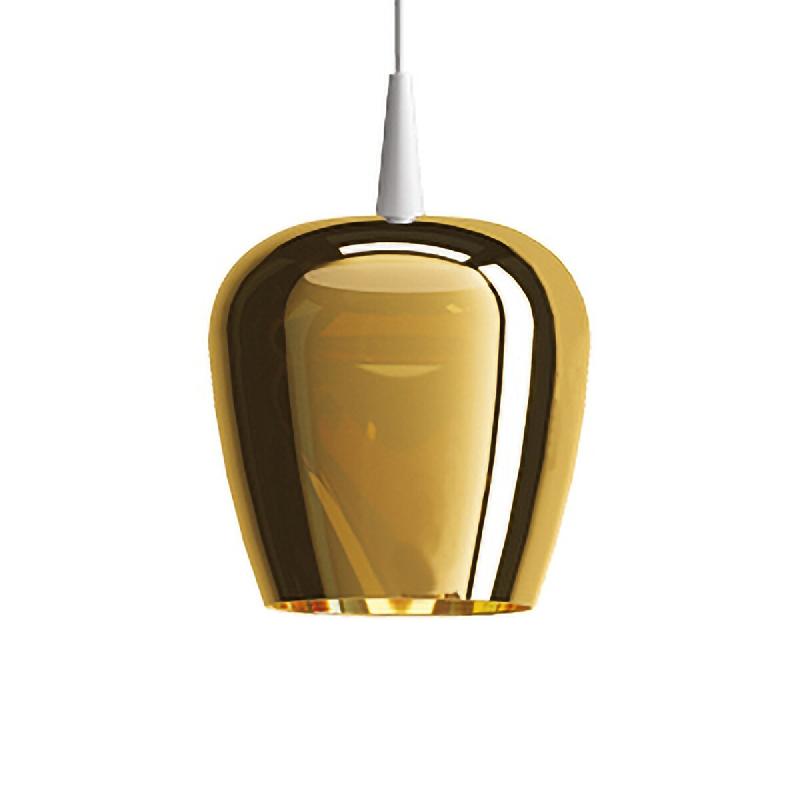Zafferano Suspension Bilia 230V LED 8W en verre borosilicaté soufflé finition Blanc et Or antique, design en cloche, diamètre 18 cm - doré 8058945_0
