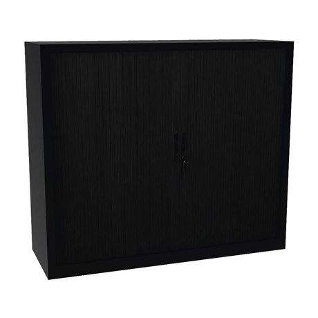 ARMOIRE BASSE PORTES RIDEAUX MONOBLOC NOIR H.106 CM