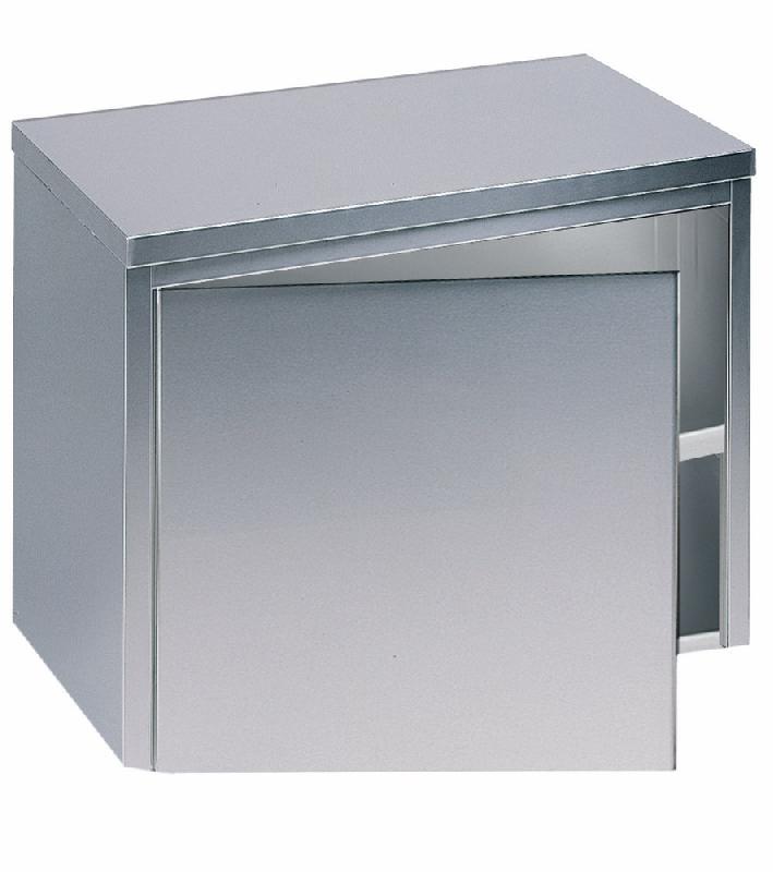Armoire inox murale avec portes battantes et étagère intermédiaire
