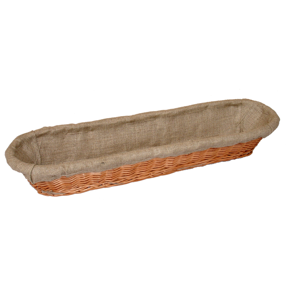 Banneton long 2 kilos - osier buff toilé lin - capacité 2kg_0