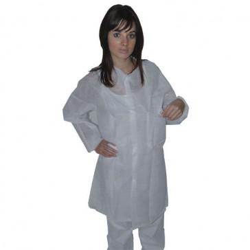 Blouse de travail PP blanche - 2 poches - Fermeture à pressions - Taille 5 - Kolmi Hopen_0