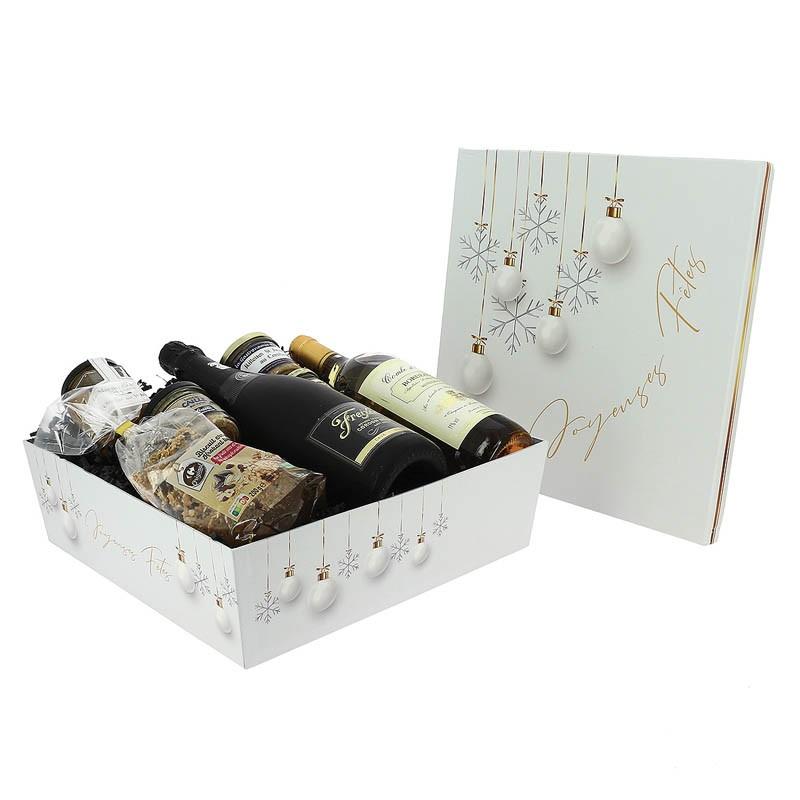 Boite carton carrée empilable Noel Blanc 33x33 -_0