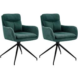 CLP Lot de 2 chaises de salle à manger Somers tissu Vert - vert textile 326643_0