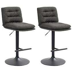 CLP Lot de 2 tabourets de bar Damar tissu Gris foncé/Noir - gris textile 325702_0