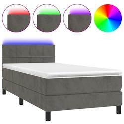 Décoshop26 - Cadre de lit LED avec sommier, tête de lit réglable et matelas 80x200cm en tissu velours gris foncé - TDL0208269_0