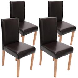 Décoshop26 - Lot de 4 chaises de salle à manger cuisine en cuir marron pieds en bois clair design moderne 04_0000557 - marron 3000047132693_0