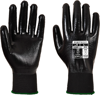 Gant All-Flex Grip Noir A315 - Taille M - Léger, écran tactile, ergonomique, normes EN 388:2016 et ANSI_0