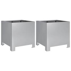 Helloshop26 - Jardinière bac lit surélevé plantes fleurs jardin terrasses lot de 2 30 x 30 x 30 cm acier galvanisé Argent 02_0038919 - 3000217948864_0