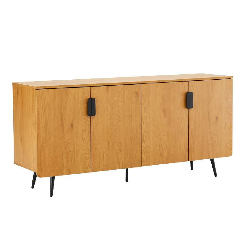 Oviala Business Buffet moderne 4 portes 160 cm bois clair - beige Bois massif 113881_0