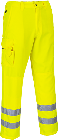 Pantalon de combat réfléchissant jaune HV E046 - XL - Ceinture semi-élastiquée, poches multiples et certification EN ISO 20471 Classe 1_0