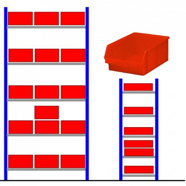 Rayonnage d'atelier avec bacs éco rouge - Départ - 16 bacs - Grande capacité de stockage - Marque Rolléco_0