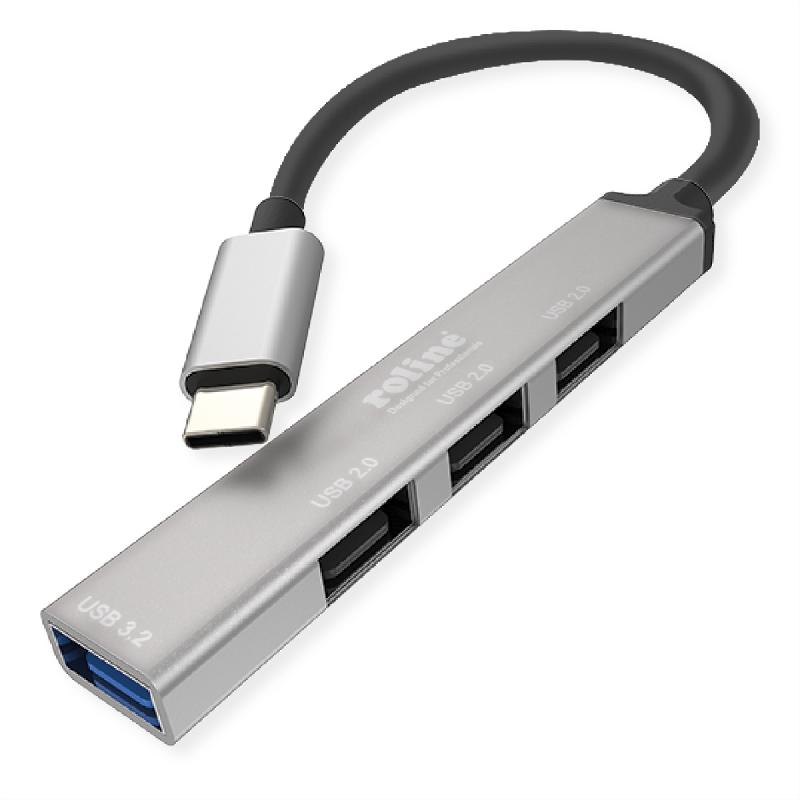 ROLINE Hub USB 3.2 Gen 1, 4 ports, câble de connexion type C_0