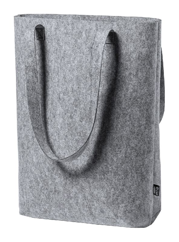 Sac shopping RPET - feutre avec poignées extra longues et soufflet au fond - couleur gris - 160 gr_0