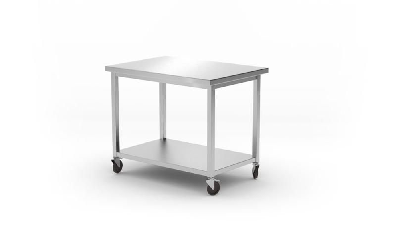 Table inox centrale mobile avec étagère - 1000x700x850 mm - 815786_0