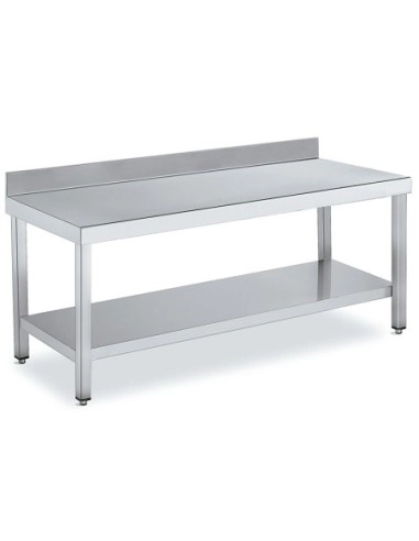 Tables Inox de travail Premium faible hauteur avec dosseret et étagère P 700 mm | Distform longueur 2200 mm - QM167220_0