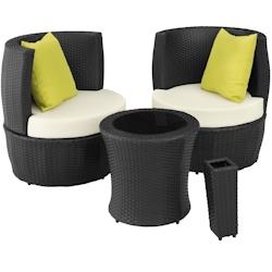 Tectake Salon de jardin Nice 2 places en aluminium - noir - 403139 - noir aluminium 403139_0