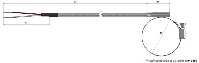Thermistance de surface - Collier de serrage Type 1 - HS41 - Compatibilité PTC et NTC - Large plage de température_0